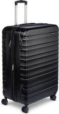 Carry-on expandable suitcase with wheels, black, 28 inches