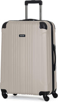Carry-on expandable suitcase with wheels, Beige, 28 inches