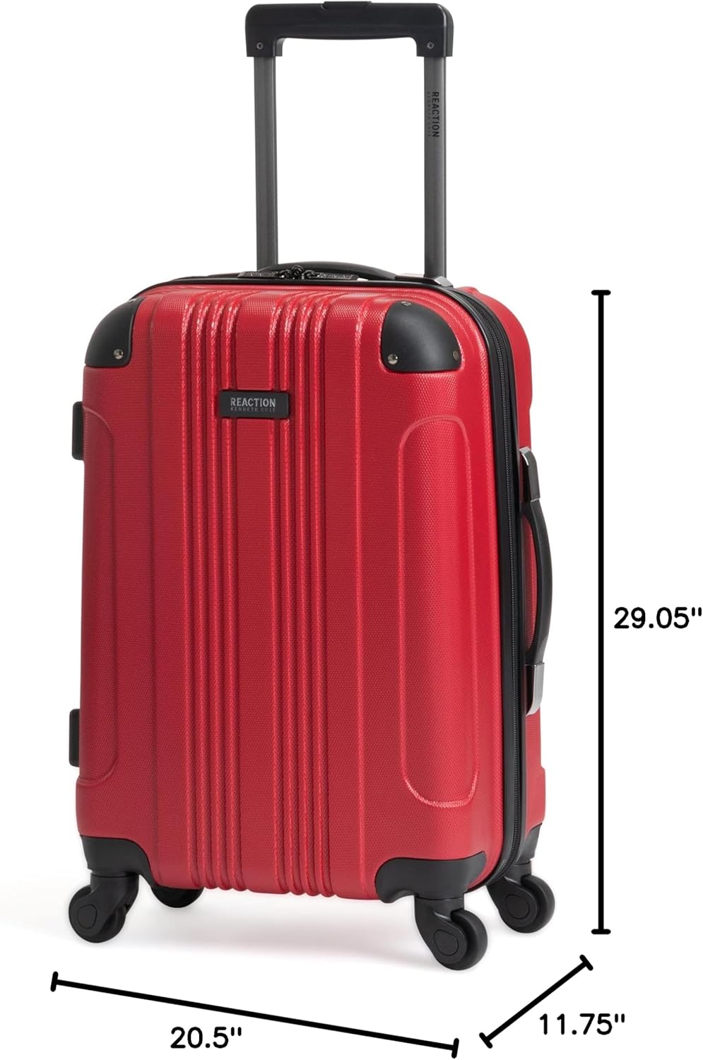 Carry-on expandable suitcase with wheels, red, 28 inches