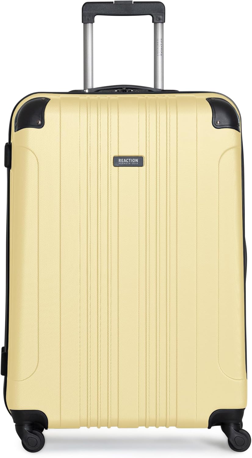 Carry-on expandable suitcase with wheels, yellow, 28 inches