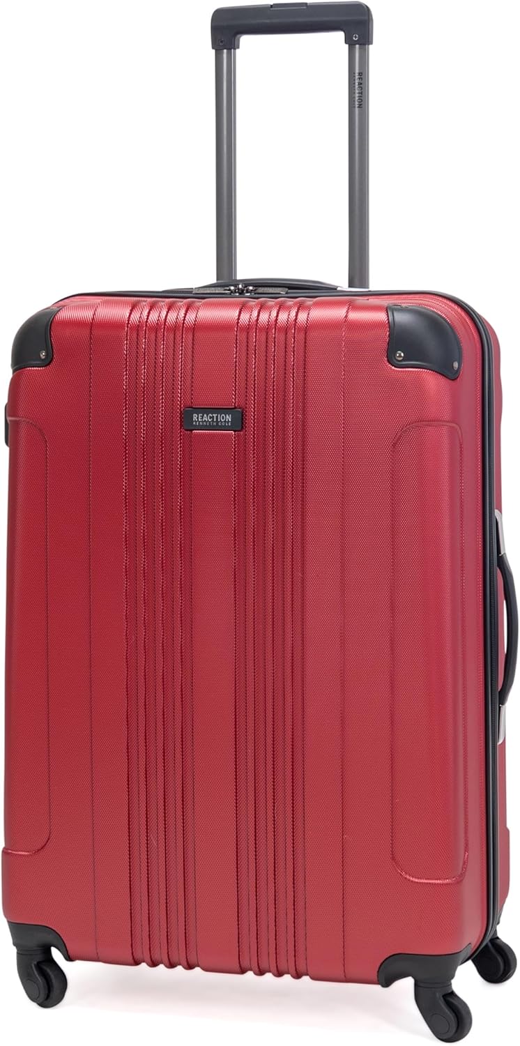 Carry-on expandable suitcase with wheels, red, 28 inches